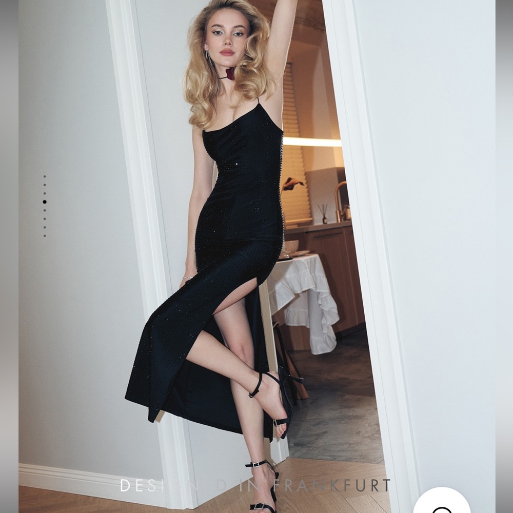Lichi Fitted rhinestone-embellished maxi dress